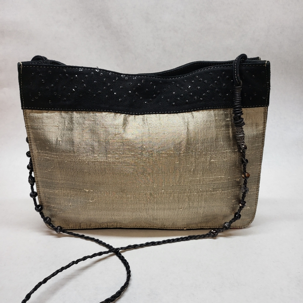 Vintage Chico's Leather And Silk Purse